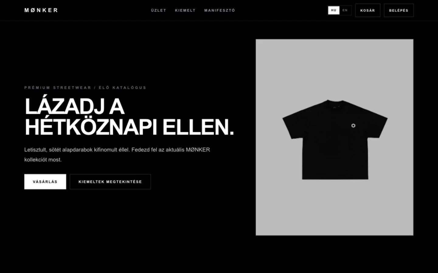 MØNKER valódi weboldala laptopon bemutatva