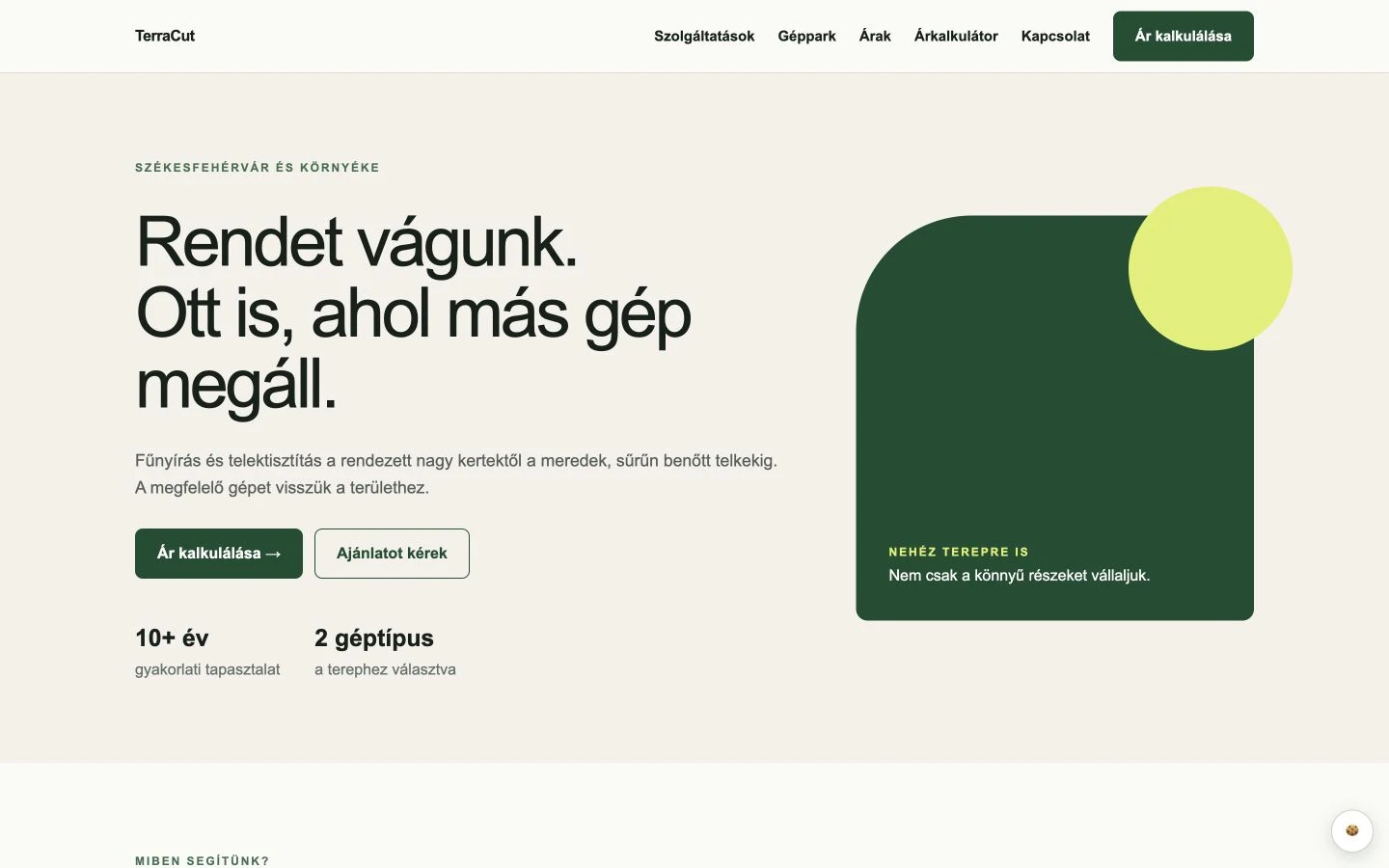 TerraCut valódi weboldala laptopon bemutatva